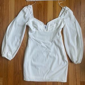 Long sleeve white mini dress!